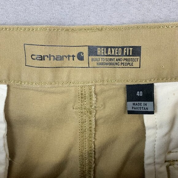 Carhartt Mens Shorts 40 Beige Rugged Flex Relaxed Fit Canvas Cargo Work Utility - Picture 2 of 8